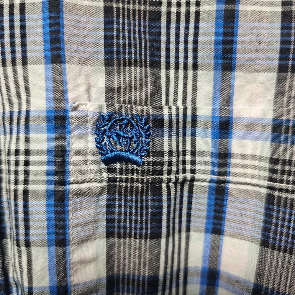 Cinch Boys XL 14 Blue Black Plaid Long Sleeve Western Button Down Shirt